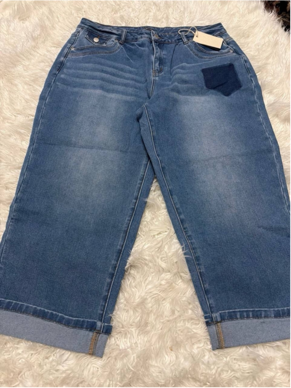 Flamingals mid-rise cuffed denim capri jeans 3XL